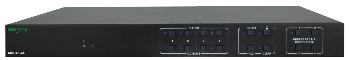 AV Gear AVG-MHD4K-44 - 4×4 HDMI 2.0 Matrix Switcher