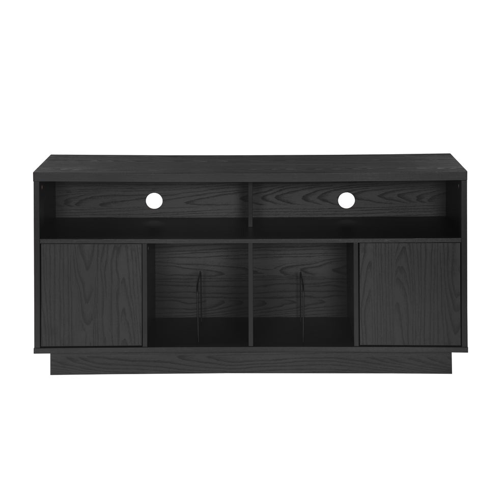Tauris EDISON Media Stand 1400mm – Vinyl Record & Component Storage with Cupboards | Black Oak Finish