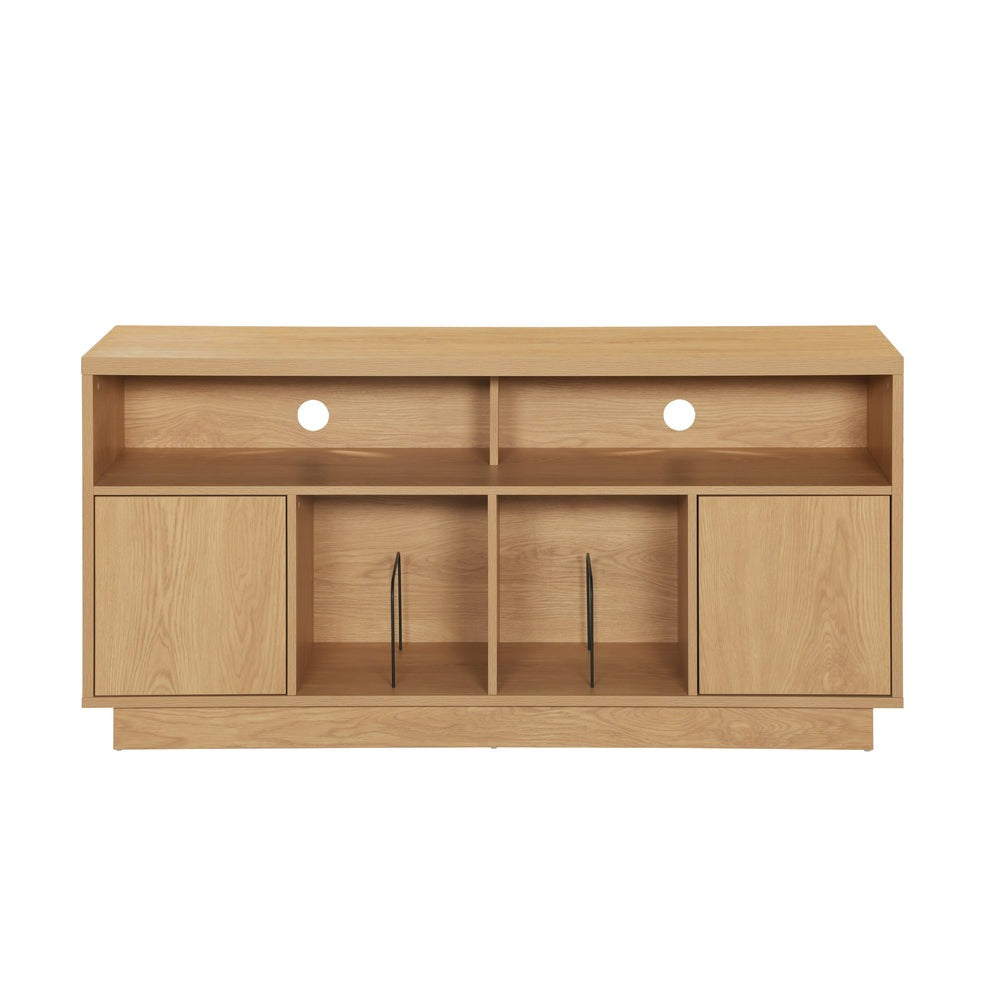 Tauris EDISON Media Stand 1400mm – Vinyl Record & Component Storage with Cupboards | Red Oak Finish