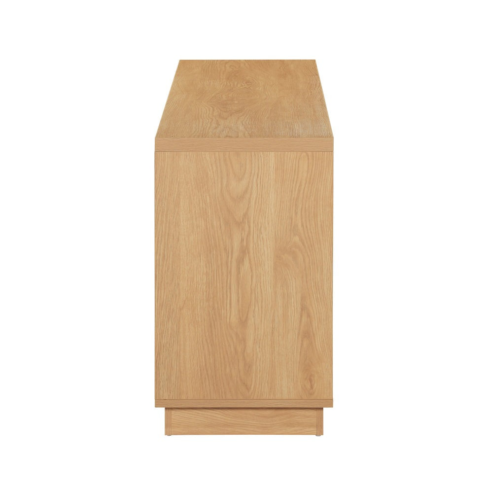 Tauris EDISON Media Stand 1400mm – Vinyl Record & Component Storage with Cupboards | Red Oak Finish