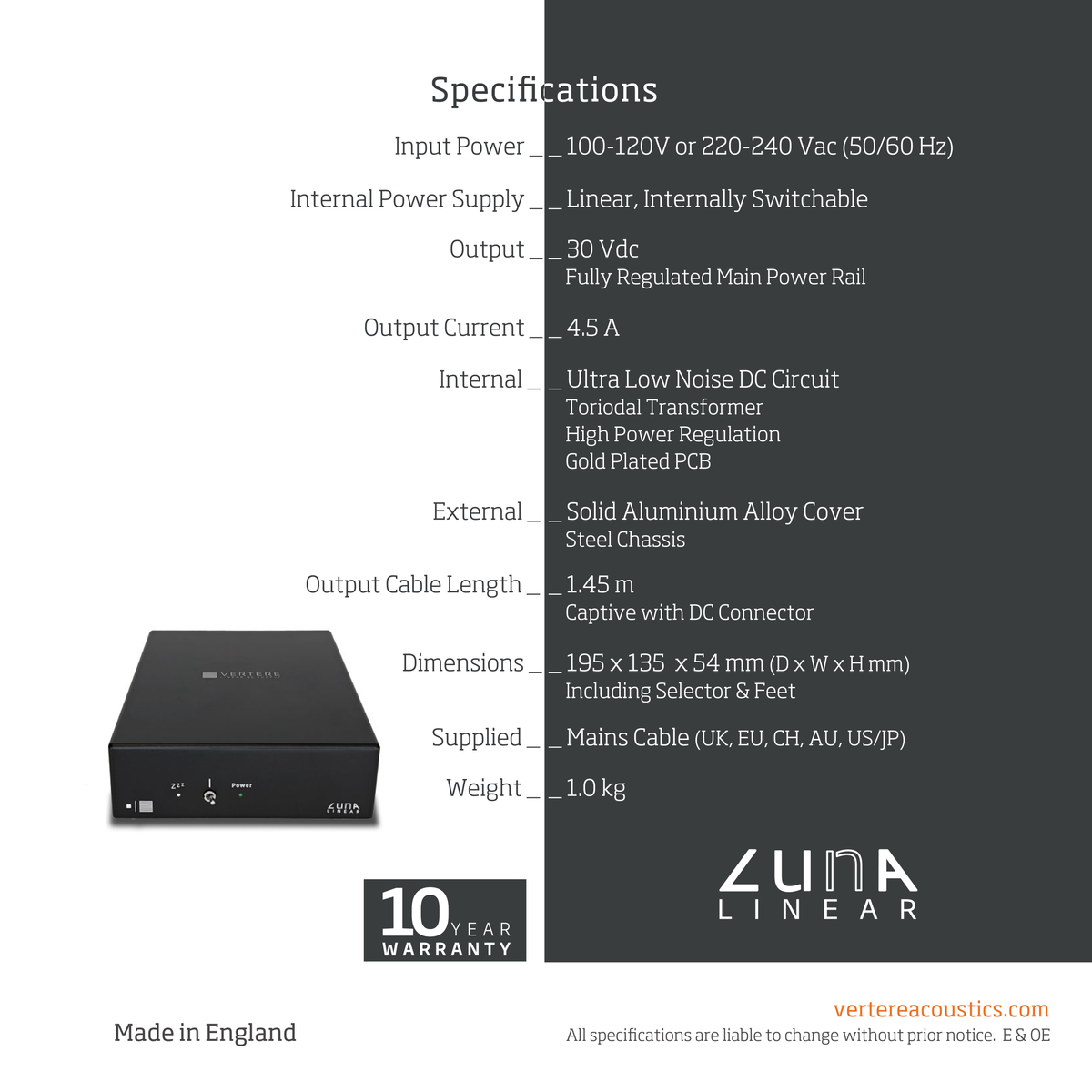 Vertere Acoustics LunA DC Power Supply