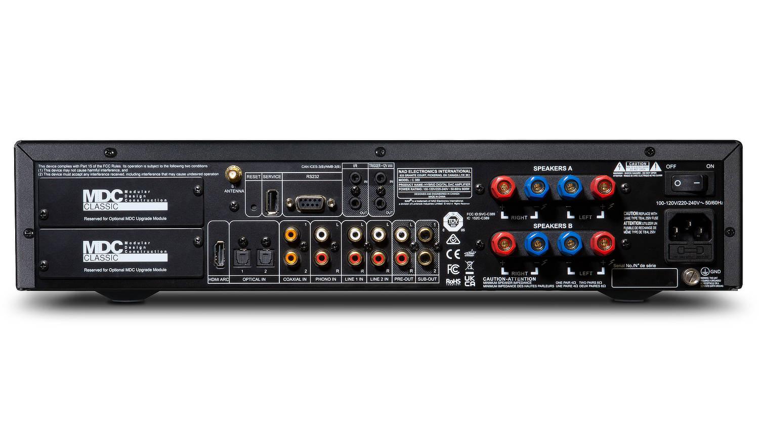 NAD C389-BS Hybrid Digital DAC Amplifier with MDC2 BluOS Module pre-installed