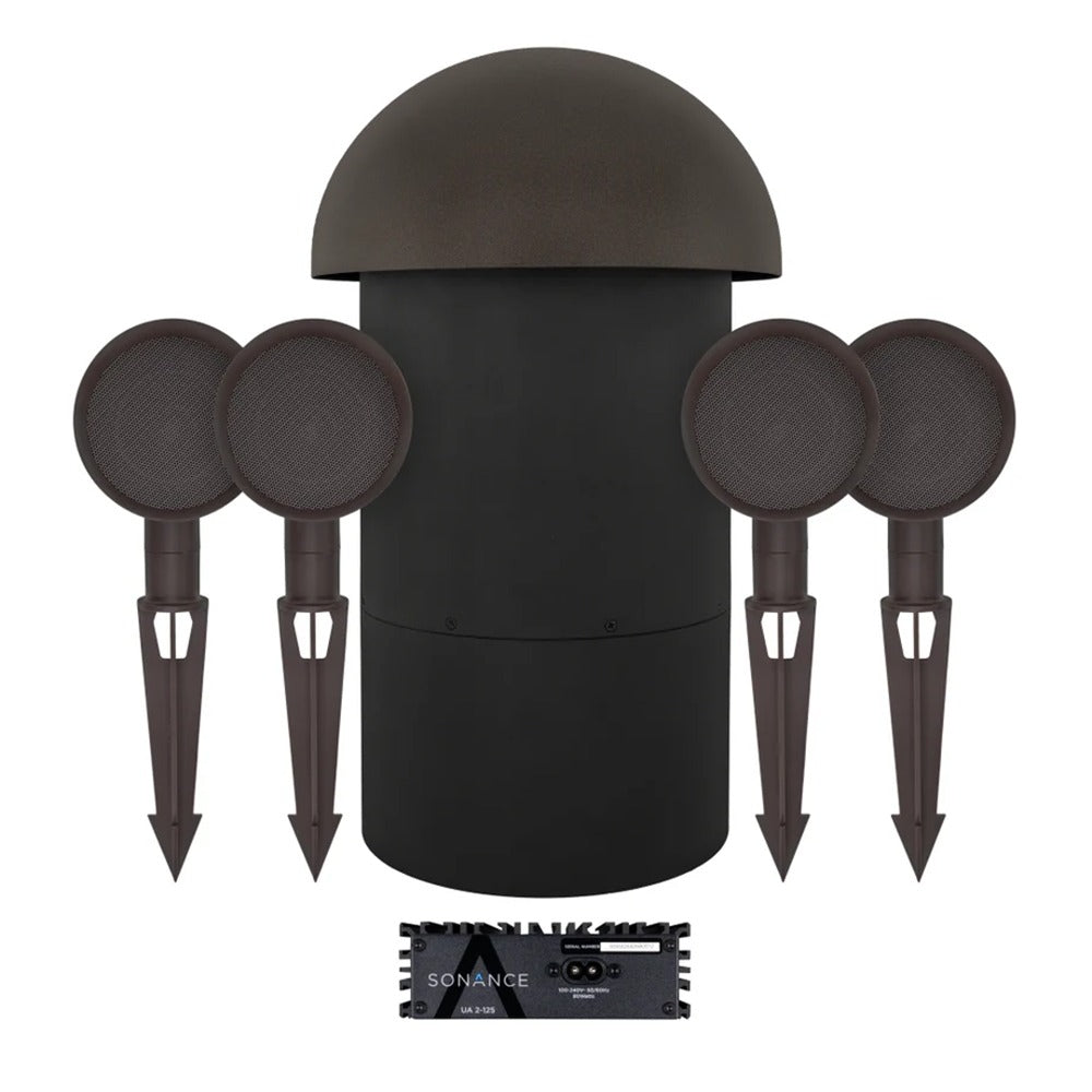 Sonance Patio 4.1 Outdoor Speaker Pack with UA-2-125 AMP. 4 x sats + 1 x Sub + 1 x UA-2-125 amp
