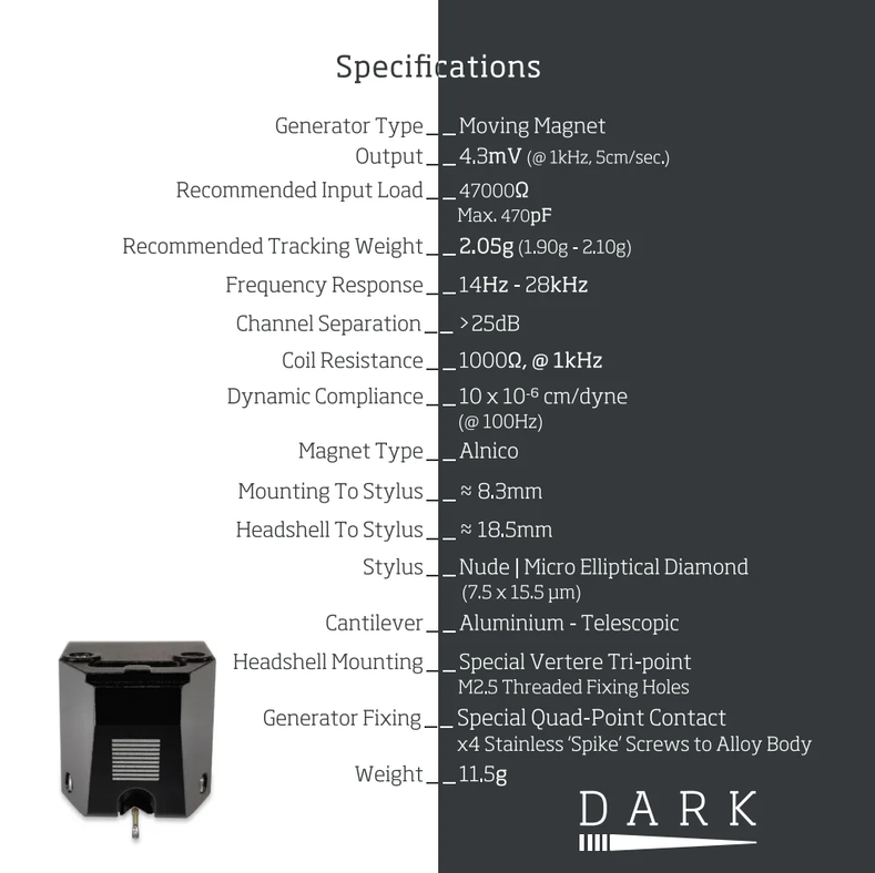 Vertere Dark Sabre - Superb Moving Magnet Cartridge