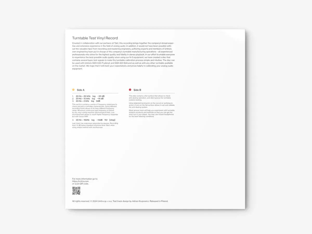 Unitra WT-1 Turntable Test Vinyl Record - Standard Edition