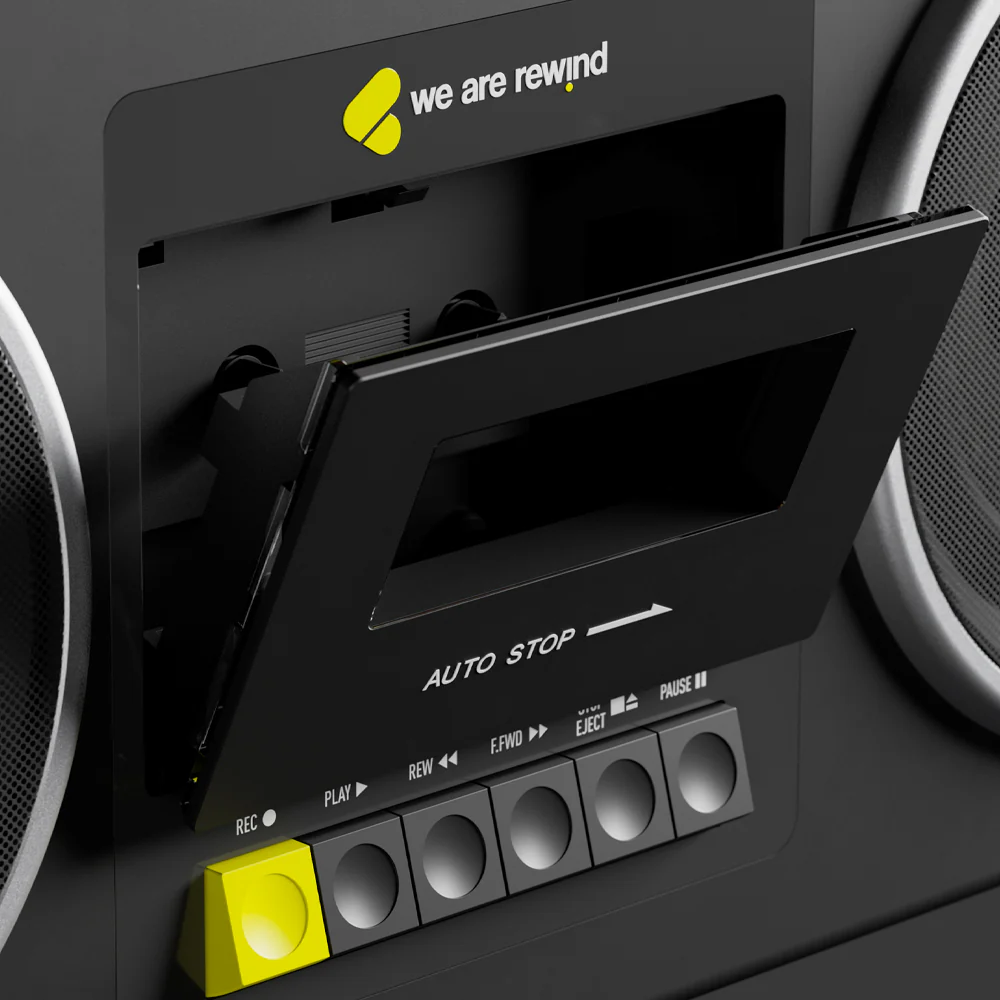 We Are Rewind Getto Blaster Cassette Player & Recorder - Curtis, Black