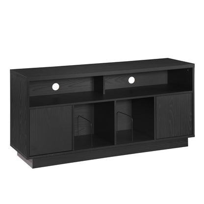 Tauris EDISON Media Stand 1400mm – Vinyl Record & Component Storage with Cupboards | Black Oak Finish