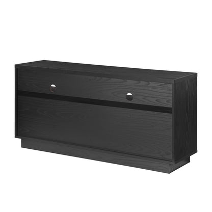 Tauris EDISON Media Stand 1400mm – Vinyl Record & Component Storage with Cupboards | Black Oak Finish