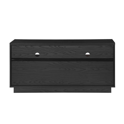 Tauris EDISON Media Stand 1400mm – Vinyl Record & Component Storage with Cupboards | Black Oak Finish