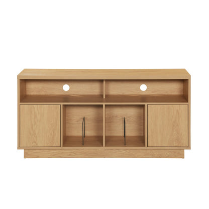 Tauris EDISON Media Stand 1400mm – Vinyl Record & Component Storage with Cupboards | Red Oak Finish