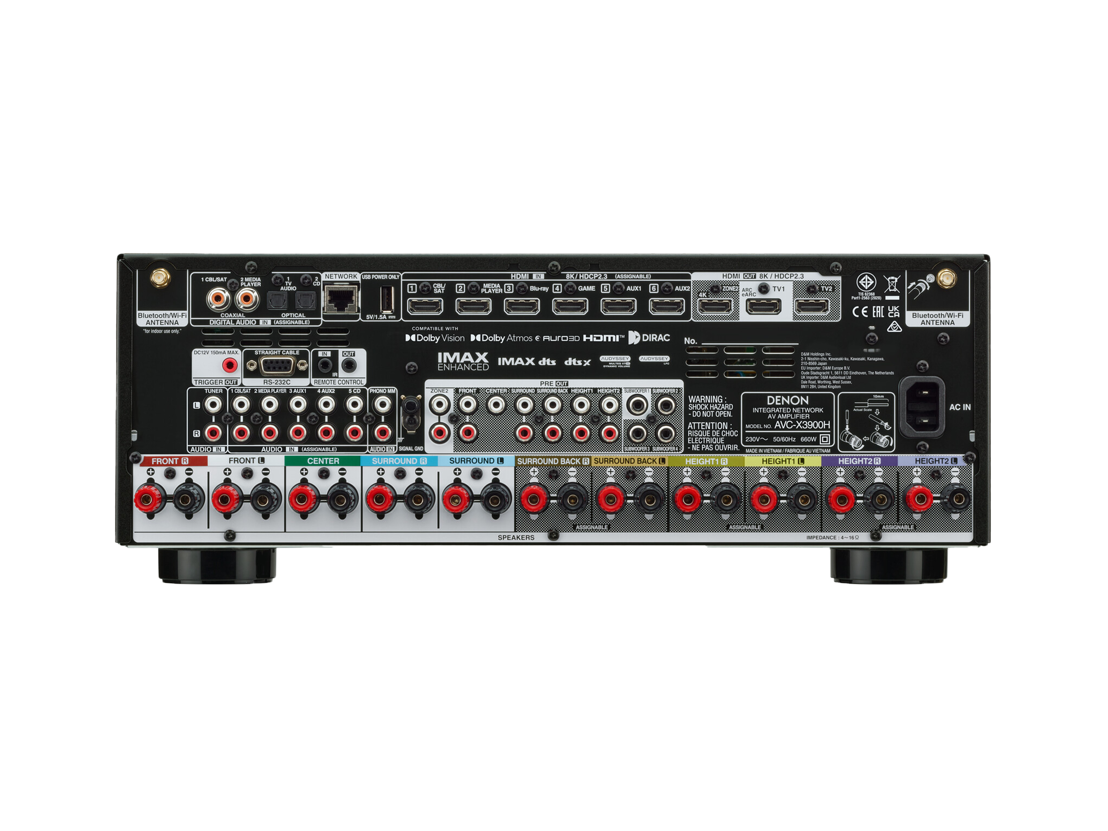 Denon AVC-X3900H 9.4 Ch. 105W 4K/8K Dolby Atmos AV Amplifier