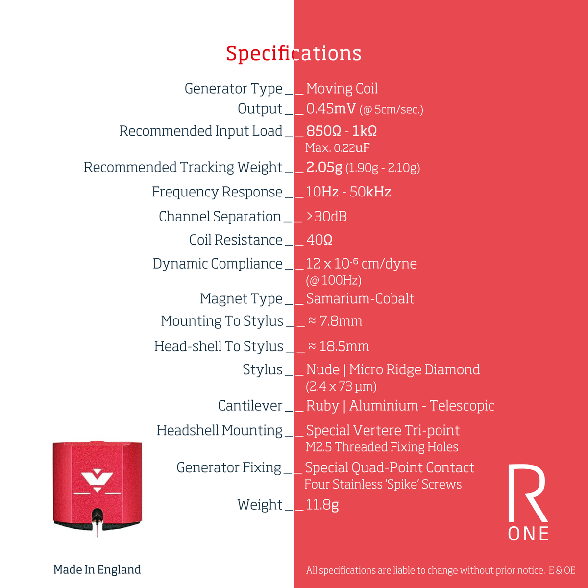 Vertere Acoustics Ruby One Reference MC Cartridge
