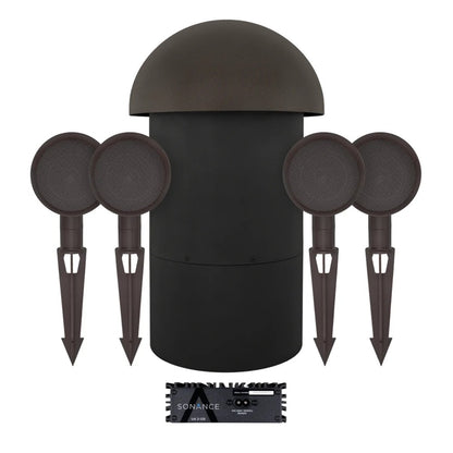 Sonance Patio 4.1 Outdoor Speaker Pack with UA-2-125 AMP. 4 x sats + 1 x Sub + 1 x UA-2-125 amp