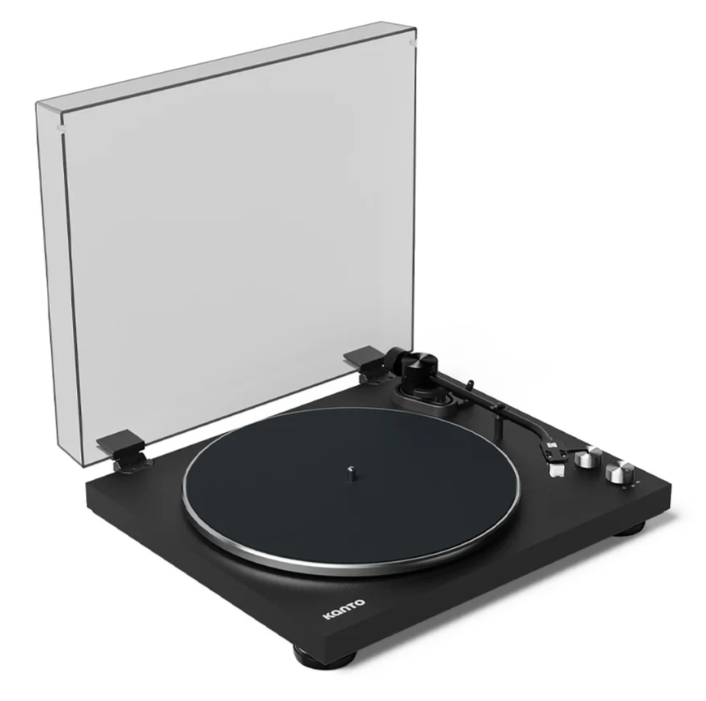 Kanto OBI3 Turntable - Matte Black with Kanto ORA 100W Powered Speakers