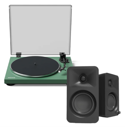 Kanto OBI3 Turntable - Matte Black with Kanto ORA 100W Powered Speakers