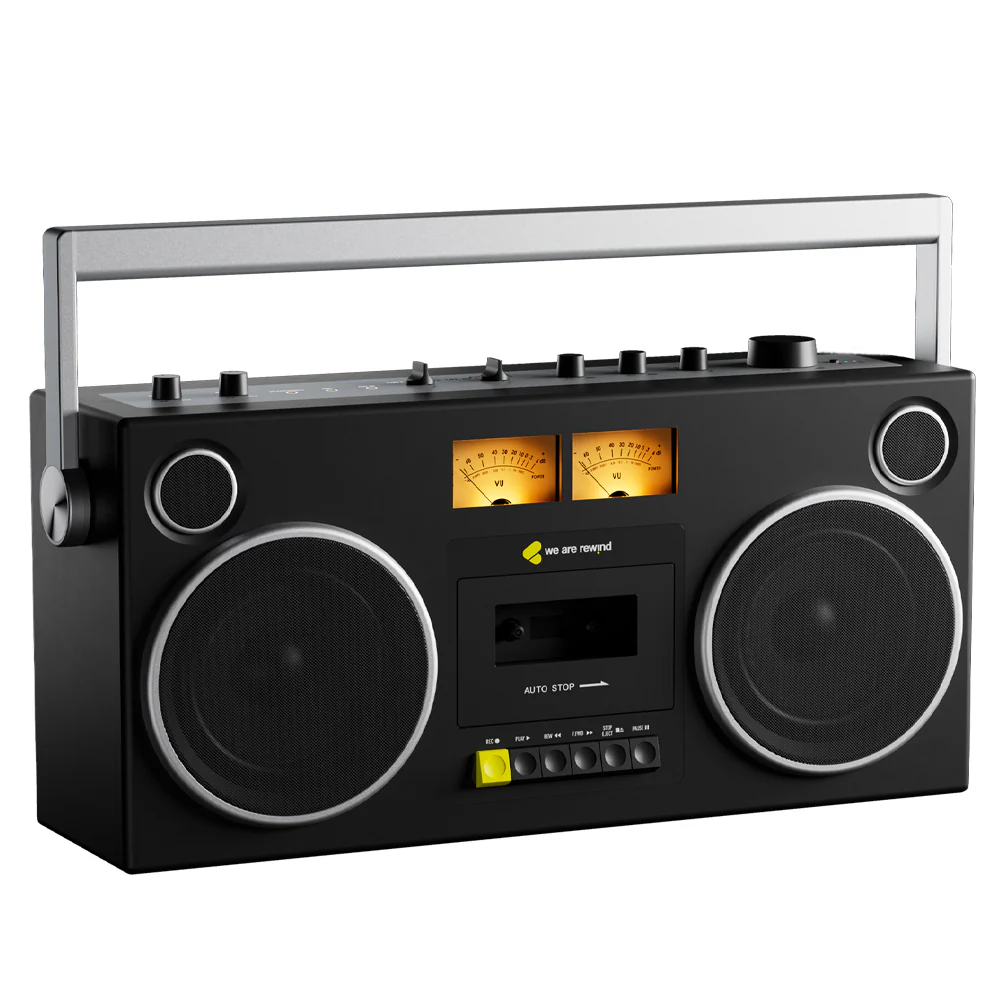 We Are Rewind Getto Blaster Cassette Player & Recorder - Curtis, Black
