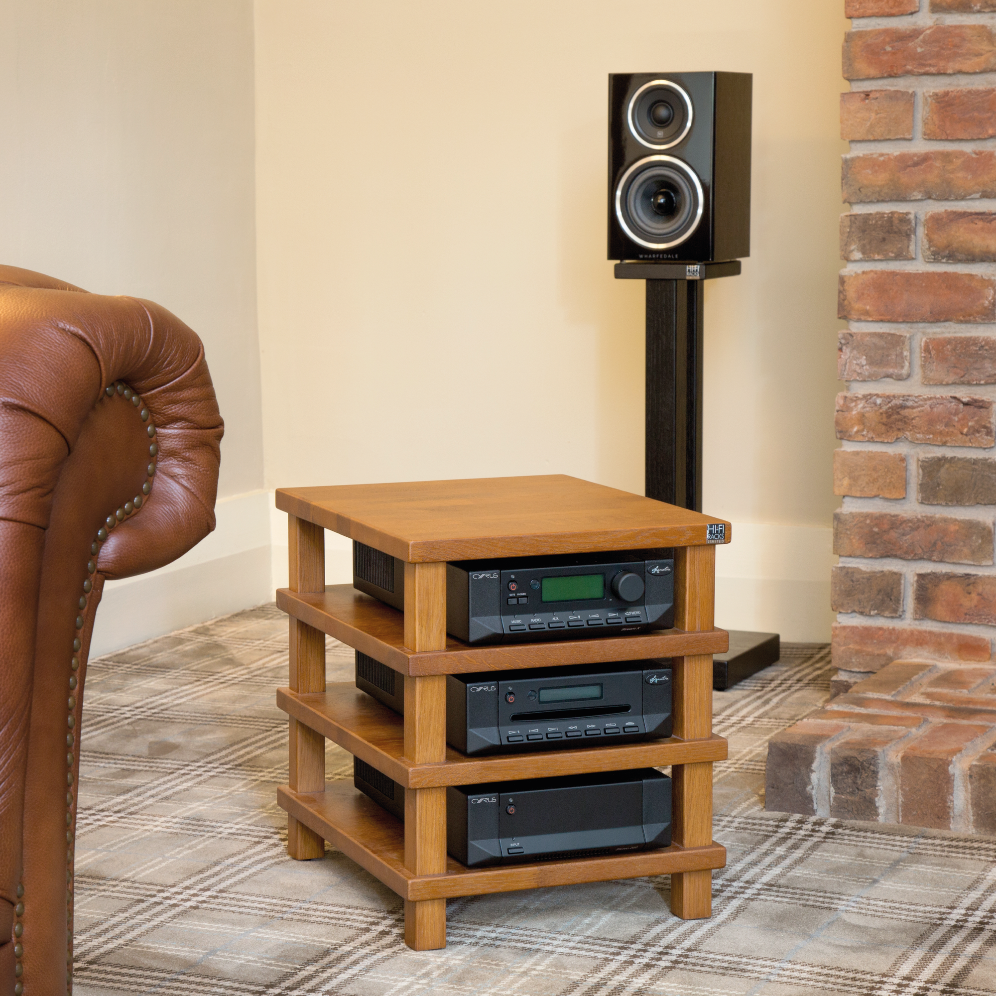 Hi Fi Racks - Podium Slimline XS per tier-Cherry-Satin-Silver-Audio Influence