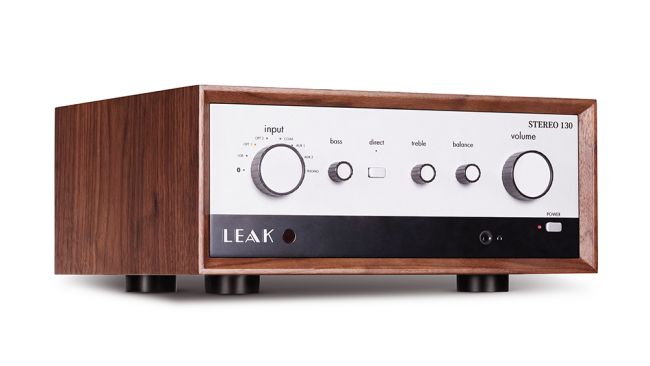 Leak Stereo 130 Walnut Integrated Amplifier Angled View