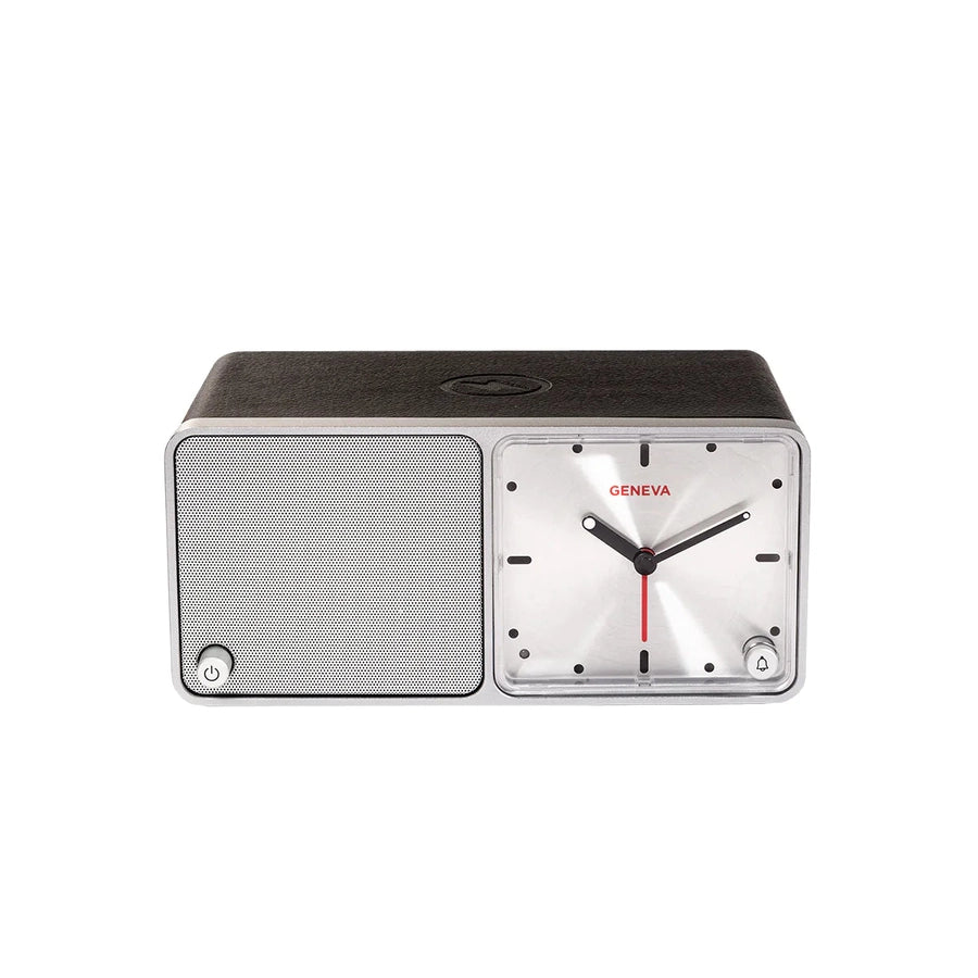 Geneva Time Bluetooth Speaker and Analogue Alarm clock Black at Audio Influence