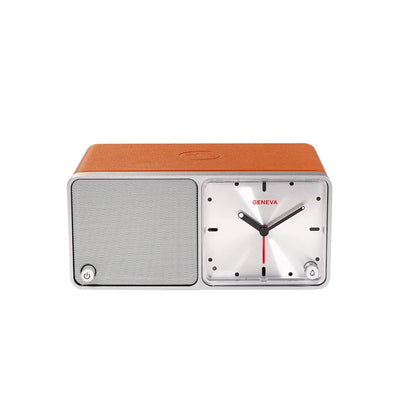 Geneva Time Bluetooth Speaker and Analogue Alarm clock Cognac at Audio Influence