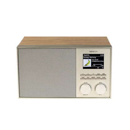 Geneva Decon S Hi-Fi Connected Speaker Oak/Champagne at Audio Influence