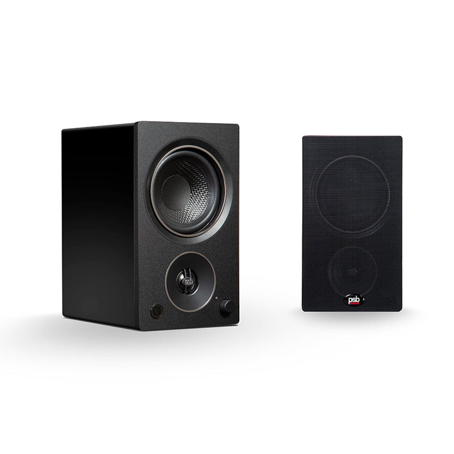 PSB ALPHA AM3 Compact Powered Speakers Matte Black at Audio Influence
