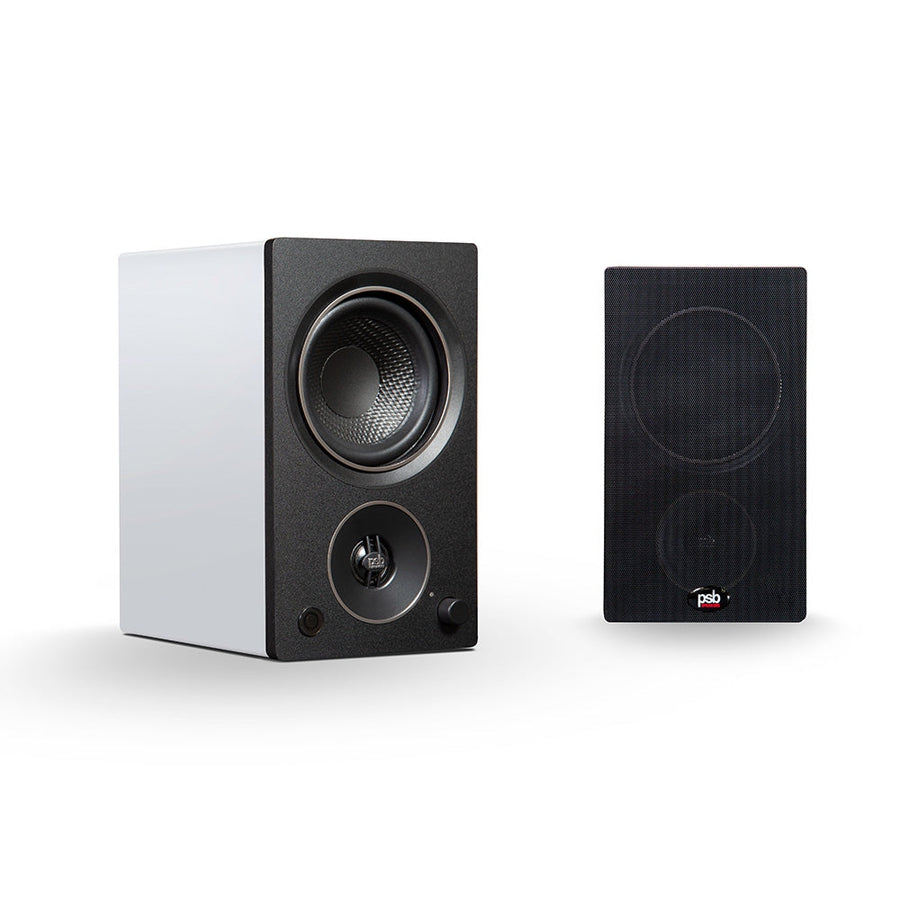 PSB ALPHA AM3 Compact Powered Speakers Matte White at Audio Influence