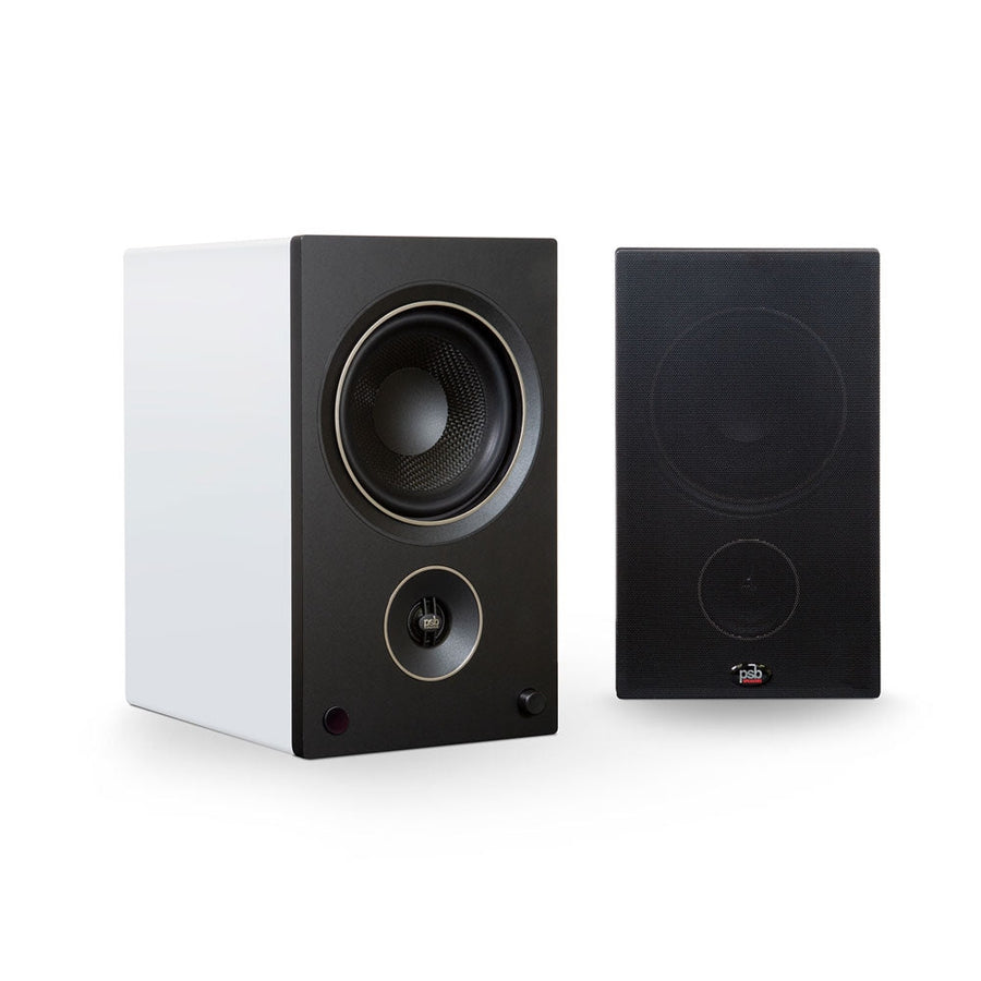 PSB Alpha AM5 Powered Bookshelf Speakers Matte White at Audio Influence