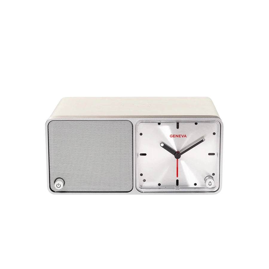Geneva Time Bluetooth Speaker and Analogue Alarm clock White at Audio Influence